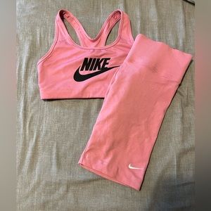 Nike Pink Sports Bra and Leggings Set
